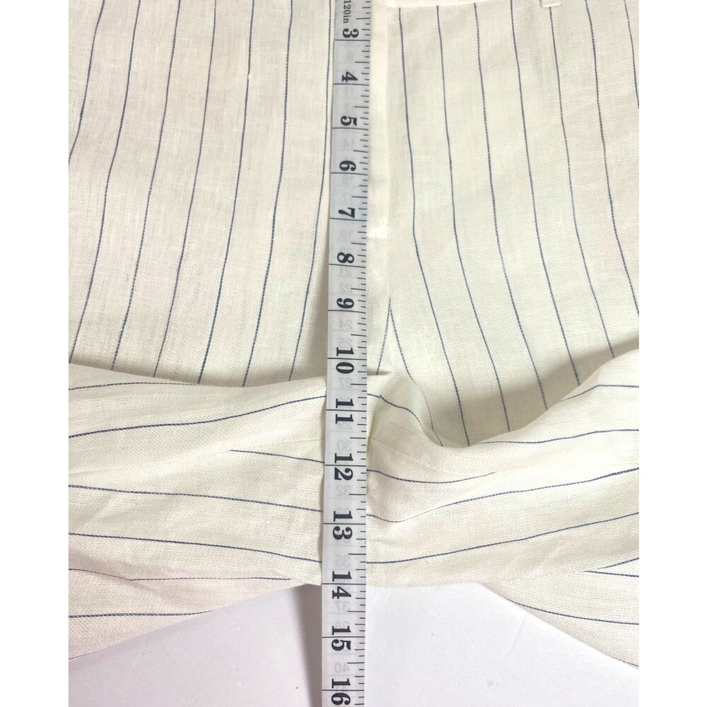 Lafayette 148 Dalton Pinstripe 100% Linen Wide Leg Pants Size 6 Off White Blue - Picture 15 of 16